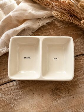 Rae Dunn‎ Divided Snack Dish Farmhouse Kitchen Home Dining M Stamped